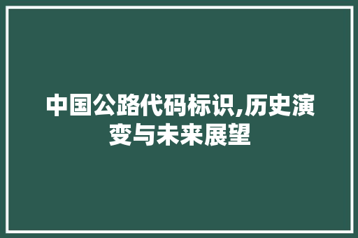 中国公路代码标识,历史演变与未来展望 中国公路代码标识,历史演变与未来展望 头条优化