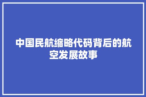 中国民航缩略代码背后的航空发展故事 中国民航缩略代码背后的航空发展故事 网站优化