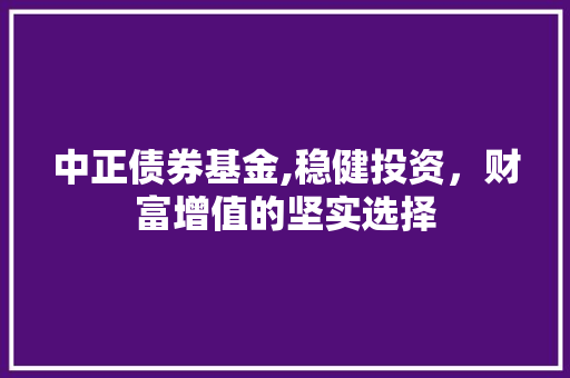 中正债券基金,稳健投资，财富增值的坚实选择 中正债券基金,稳健投资，财富增值的坚实选择 搜狗优化