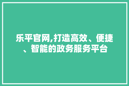 乐平官网,打造高效、便捷、智能的政务服务平台