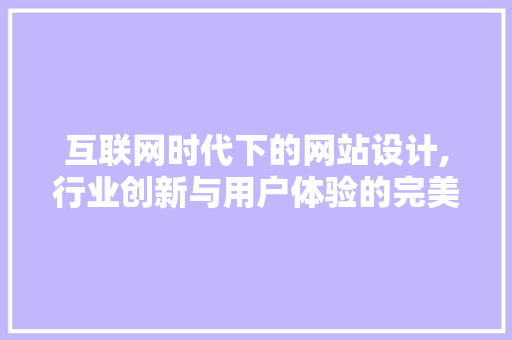 互联网时代下的网站设计,行业创新与用户体验的完美融合 互联网时代下的网站设计,行业创新与用户体验的完美融合 seo技术