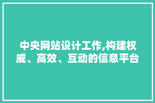 中央网站设计工作,构建权威、高效、互动的信息平台
