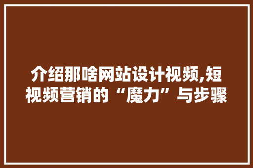 介绍那啥网站设计视频,短视频营销的“魔力”与步骤