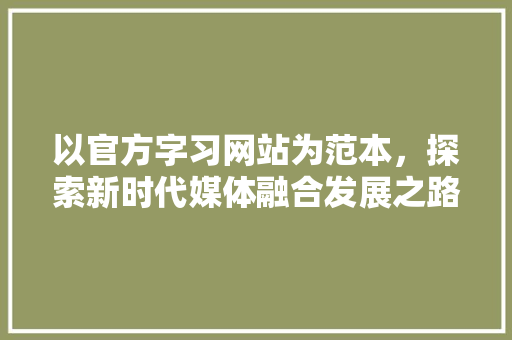 以官方字习网站为范本，探索新时代媒体融合发展之路