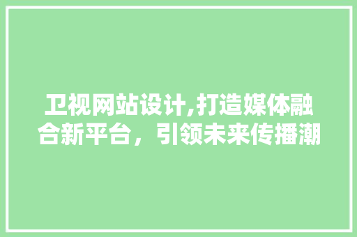 卫视网站设计,打造媒体融合新平台，引领未来传播潮流