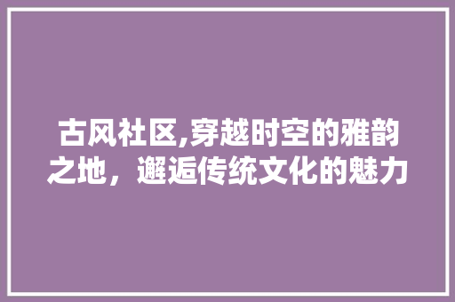 古风社区,穿越时空的雅韵之地，邂逅传统文化的魅力 古风社区,穿越时空的雅韵之地，邂逅传统文化的魅力 百度算法