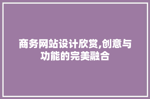 商务网站设计欣赏,创意与功能的完美融合
