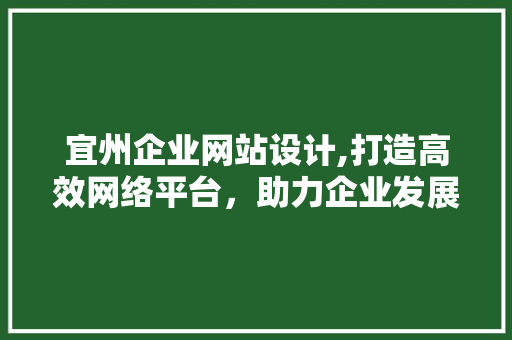 宜州企业网站设计,打造高效网络平台，助力企业发展