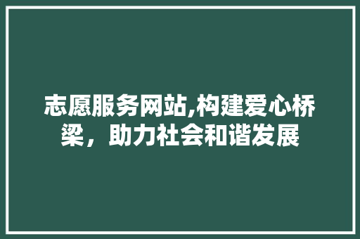 志愿服务网站,构建爱心桥梁，助力社会和谐发展 志愿服务网站,构建爱心桥梁，助力社会和谐发展 AI技术学习