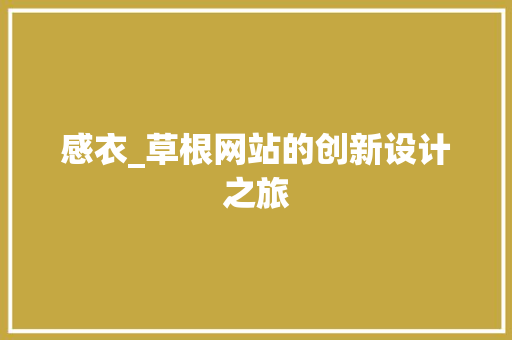 感衣_草根网站的创新设计之旅