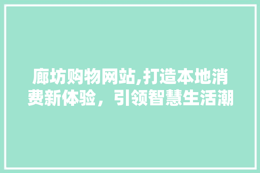 廊坊购物网站,打造本地消费新体验，引领智慧生活潮流