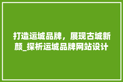 打造运城品牌，展现古城新颜_探析运城品牌网站设计之路