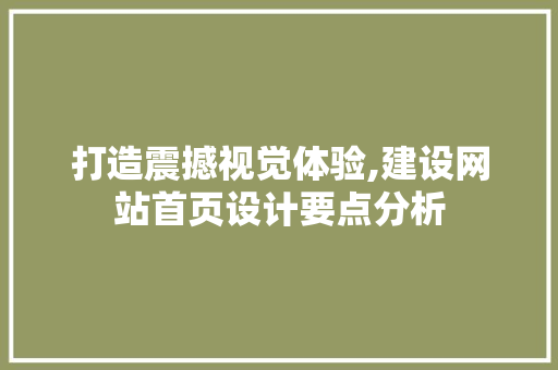 打造震撼视觉体验,建设网站首页设计要点分析