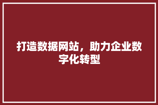 打造数据网站，助力企业数字化转型 打造数据网站，助力企业数字化转型 英文谷歌算法