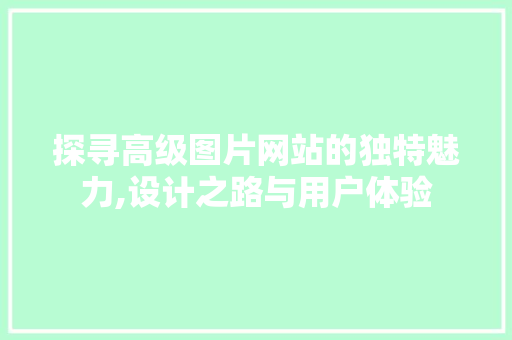 探寻高级图片网站的独特魅力,设计之路与用户体验 探寻高级图片网站的独特魅力,设计之路与用户体验 英文谷歌算法