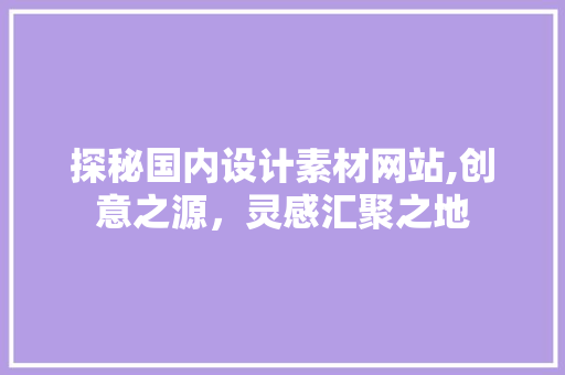 探秘国内设计素材网站,创意之源，灵感汇聚之地
