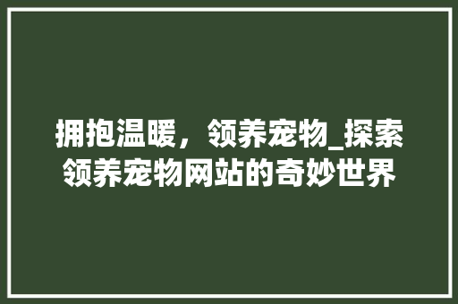拥抱温暖，领养宠物_探索领养宠物网站的奇妙世界