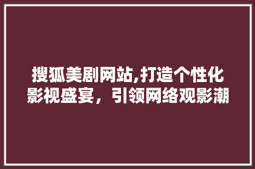 搜狐美剧网站,打造个性化影视盛宴，引领网络观影潮流