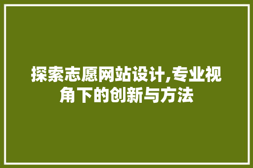 探索志愿网站设计,专业视角下的创新与方法