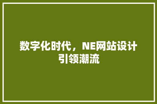 数字化时代，NE网站设计引领潮流