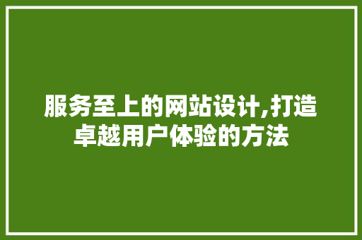 服务至上的网站设计,打造卓越用户体验的方法