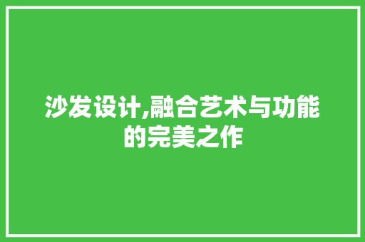 沙发设计,融合艺术与功能的完美之作