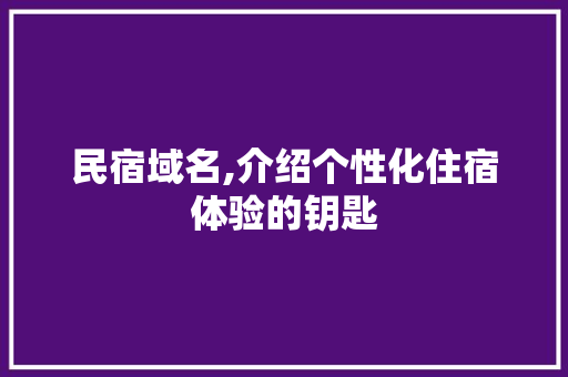 民宿域名,介绍个性化住宿体验的钥匙 民宿域名,介绍个性化住宿体验的钥匙 头条优化