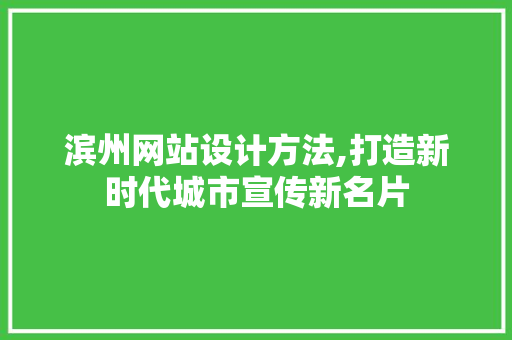 滨州网站设计方法,打造新时代城市宣传新名片