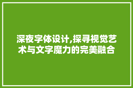 深夜字体设计,探寻视觉艺术与文字魔力的完美融合