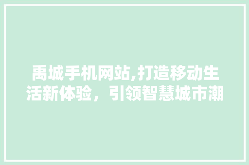 禹城手机网站,打造移动生活新体验，引领智慧城市潮流