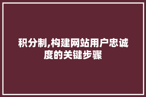 积分制,构建网站用户忠诚度的关键步骤