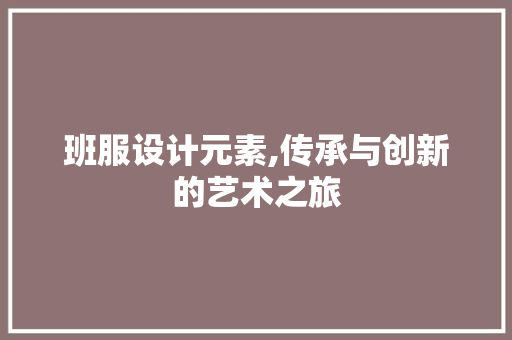 班服设计元素,传承与创新的艺术之旅