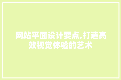 网站平面设计要点,打造高效视觉体验的艺术