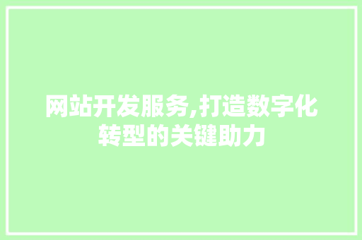 网站开发服务,打造数字化转型的关键助力