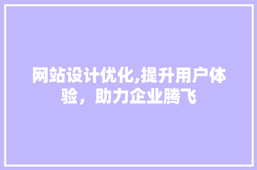网站设计优化,提升用户体验，助力企业腾飞