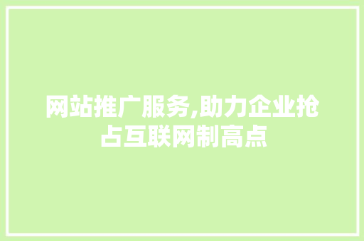 网站推广服务,助力企业抢占互联网制高点