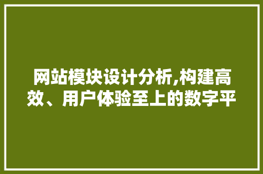 网站模块设计分析,构建高效、用户体验至上的数字平台