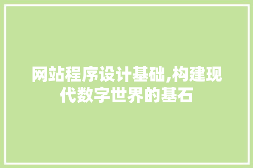 网站程序设计基础,构建现代数字世界的基石