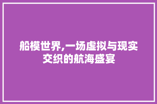 船模世界,一场虚拟与现实交织的航海盛宴