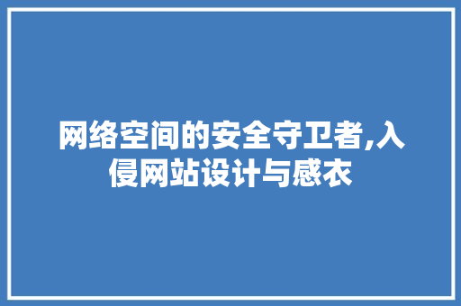 网络空间的安全守卫者,入侵网站设计与感衣 网络空间的安全守卫者,入侵网站设计与感衣 头条优化