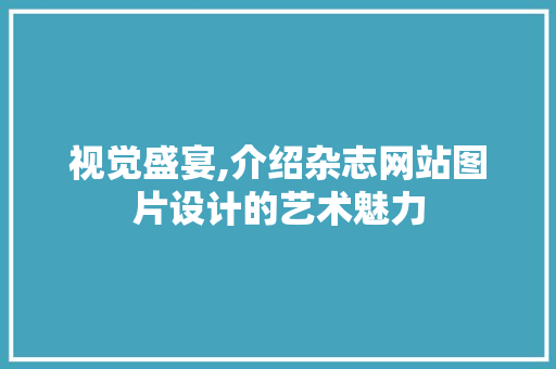 视觉盛宴,介绍杂志网站图片设计的艺术魅力