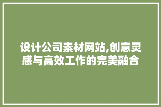 设计公司素材网站,创意灵感与高效工作的完美融合