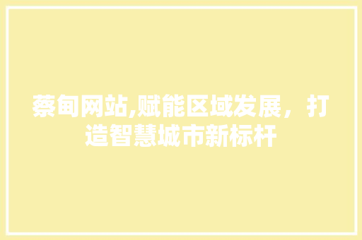 蔡甸网站,赋能区域发展，打造智慧城市新标杆