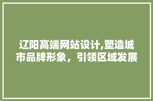 辽阳高端网站设计,塑造城市品牌形象，引领区域发展新潮流