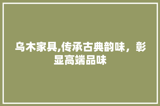 乌木家具,传承古典韵味，彰显高端品味