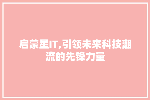 启蒙星IT,引领未来科技潮流的先锋力量