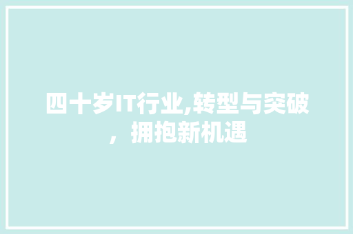 四十岁IT行业,转型与突破，拥抱新机遇 英文谷歌算法