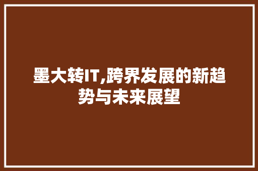 墨大转IT,跨界发展的新趋势与未来展望