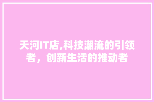 天河IT店,科技潮流的引领者，创新生活的推动者