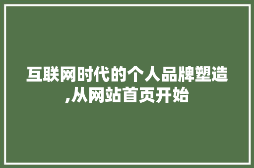 互联网时代的个人品牌塑造,从网站首页开始 互联网时代的个人品牌塑造,从网站首页开始 百度算法